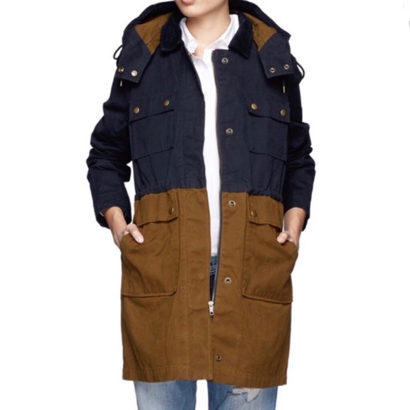 J Crew Long Colorblock Field Jacket 